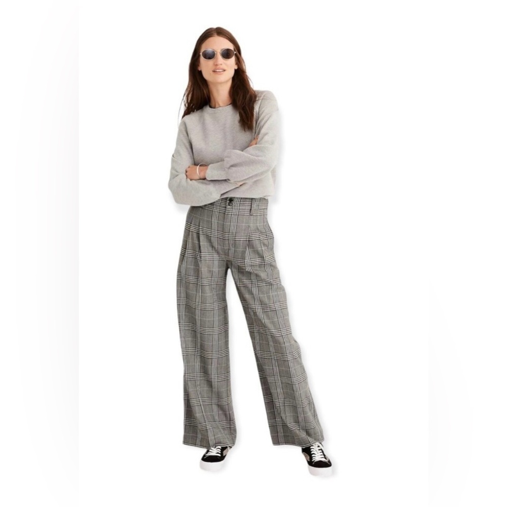 Madewell Plaid Pleated Wide Leg Pants